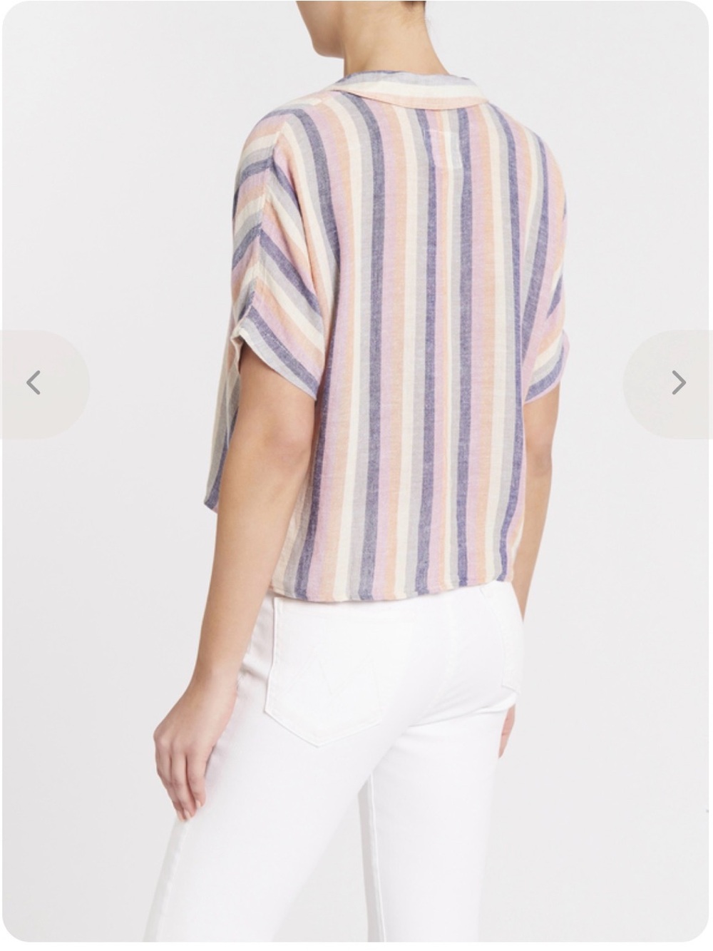 Rails Marley Top Mandalay Stripe Women Size S Button Down Tie Front Linen Rayon - Picture 3 of 11